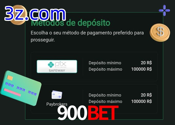 O cassino 900Bet oferece uma grande variedade de métodos de pagamento